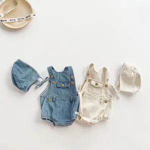 One-Piece Romper Crawler Baby Denim Overalls Button Casual Baby Jumpsuits