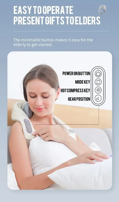 Foreverlily Wireless Neck and Back Massager Neck and Shoulder Kneading Massage Shawl Neck Cervical Relaxing Trapezius Massager