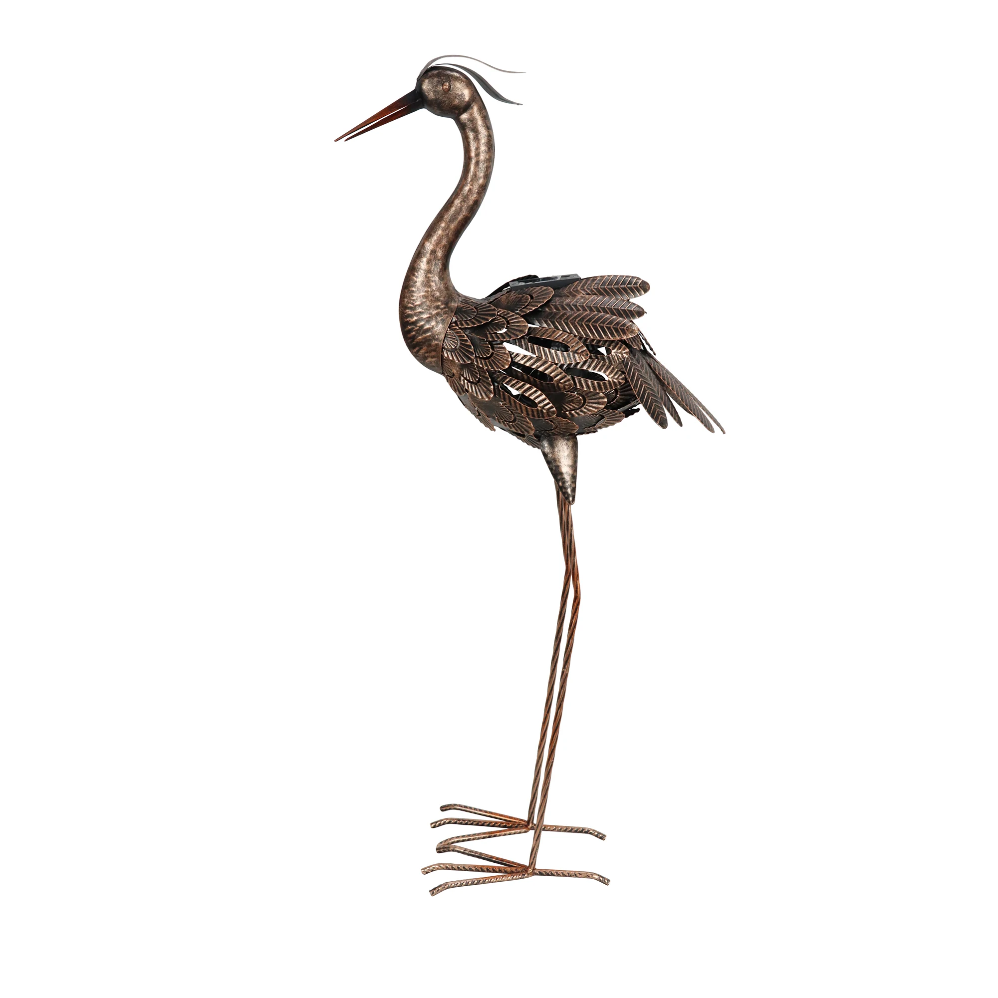 Metal Solar Heron Shape  Stereoscopic Brown Heron  Statue