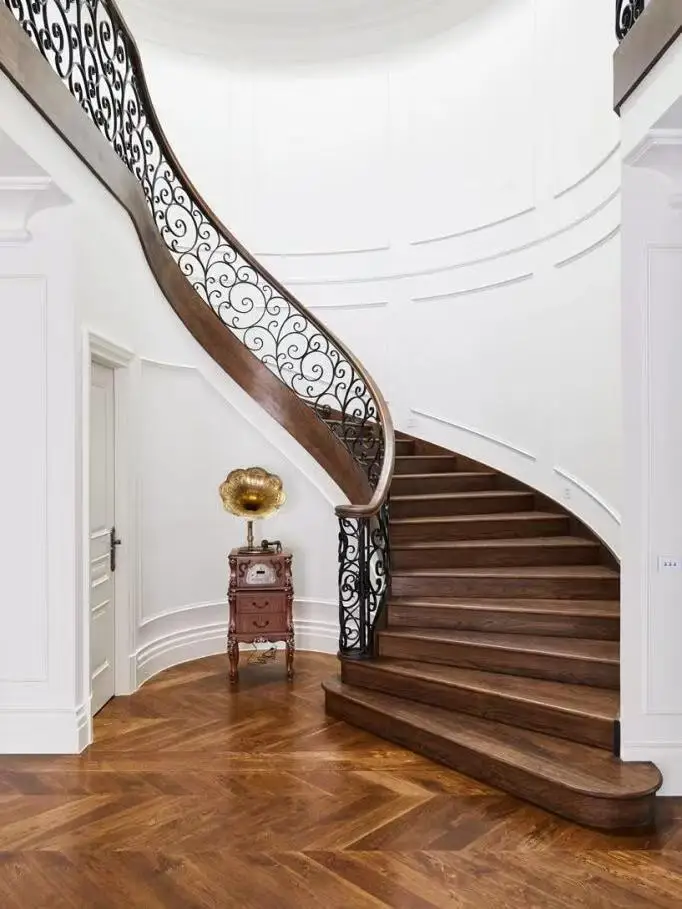 Modern Villa Steel Wood Spiral Staircase Indoor Decorative Metal Custom ...