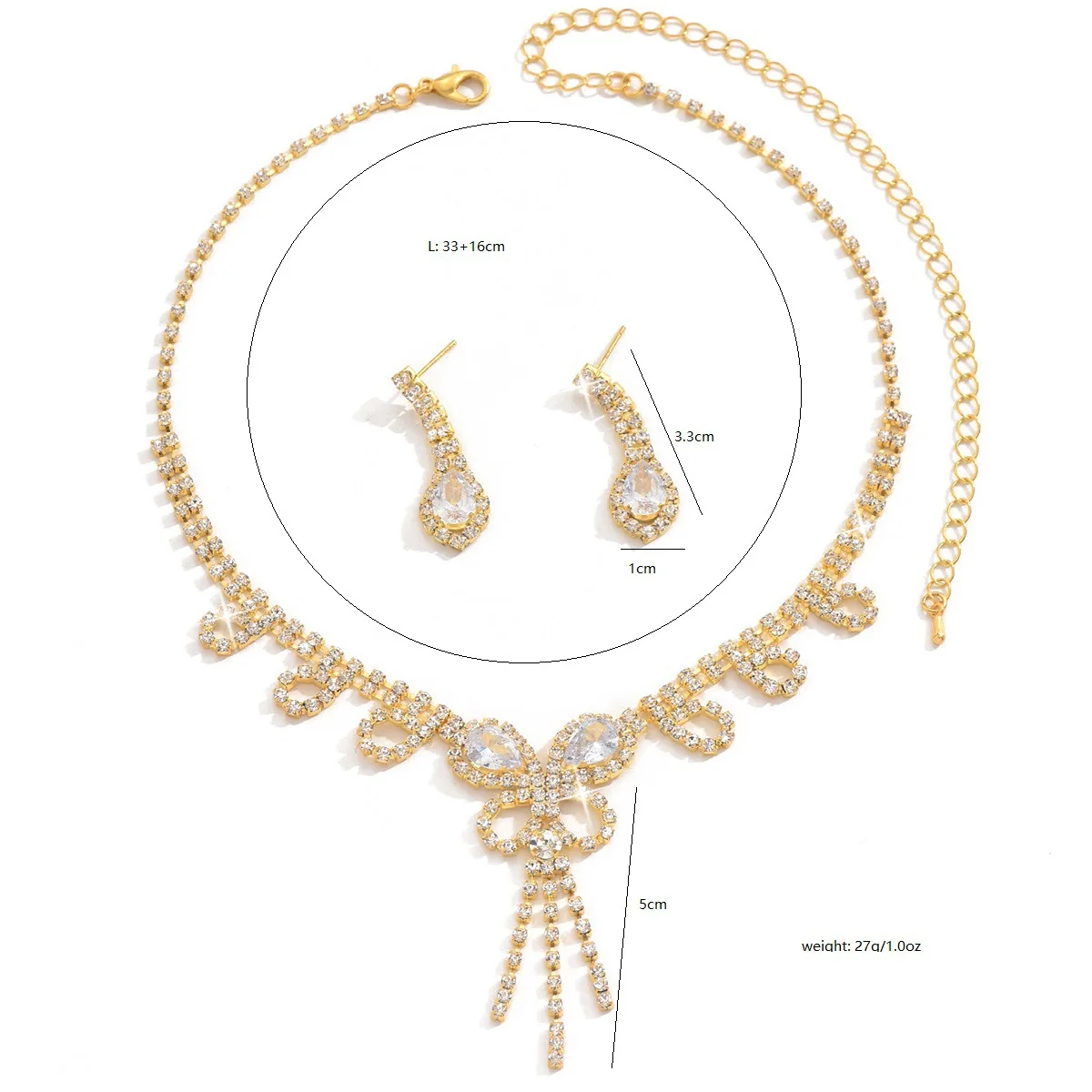 Gold Plated Zircon Butterfly Jewelry Set