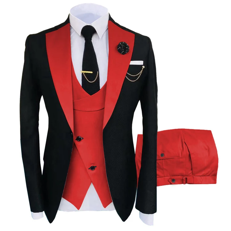 New Grooming Tuxedo Male Suit Boutique Elegant Gentleman Men Clothing 3 Piece Set Luxury aperçu 24