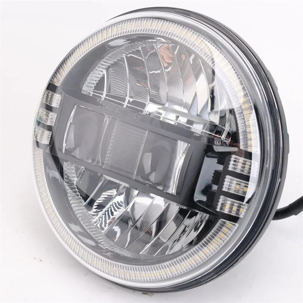 TIYPEOR E-Mark DOT 7 Inch Motor Headlight for Harley Motorcycle Lamp High Performance Projector Round Headlight for Jeep JK