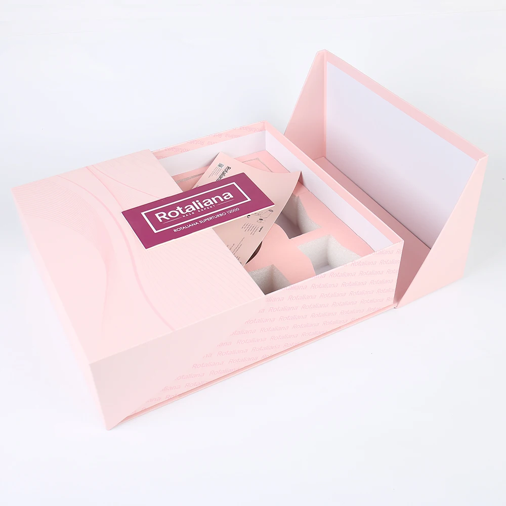 Caja de regalo personalizada con doble puerta abatible, caja de regalo de lujo con papel especial rosa para el día de San Valentín con forro de esponja