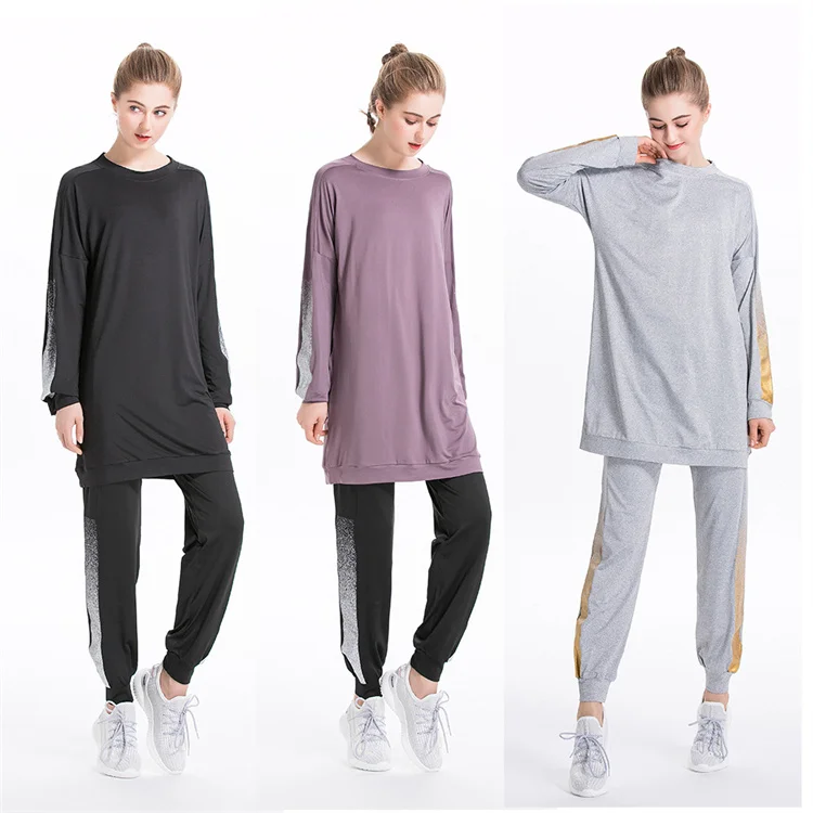 Tsm8e056 Middle East Arab Hui Muslim Women Sportswear Leisure Round Neck Sports Hoodies Set