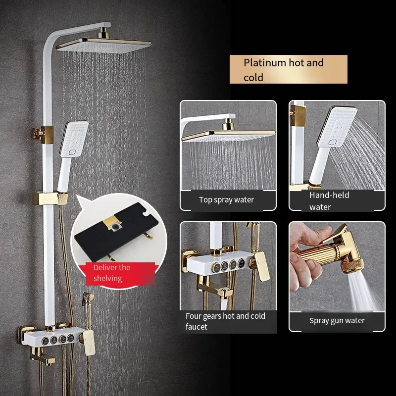 Bath Faucet Shower Sets Body Space Aluminum New Design Bathroom Wall Mounted Whole Black Gold Clear Sale Ceramic Style Time Hand manufacture