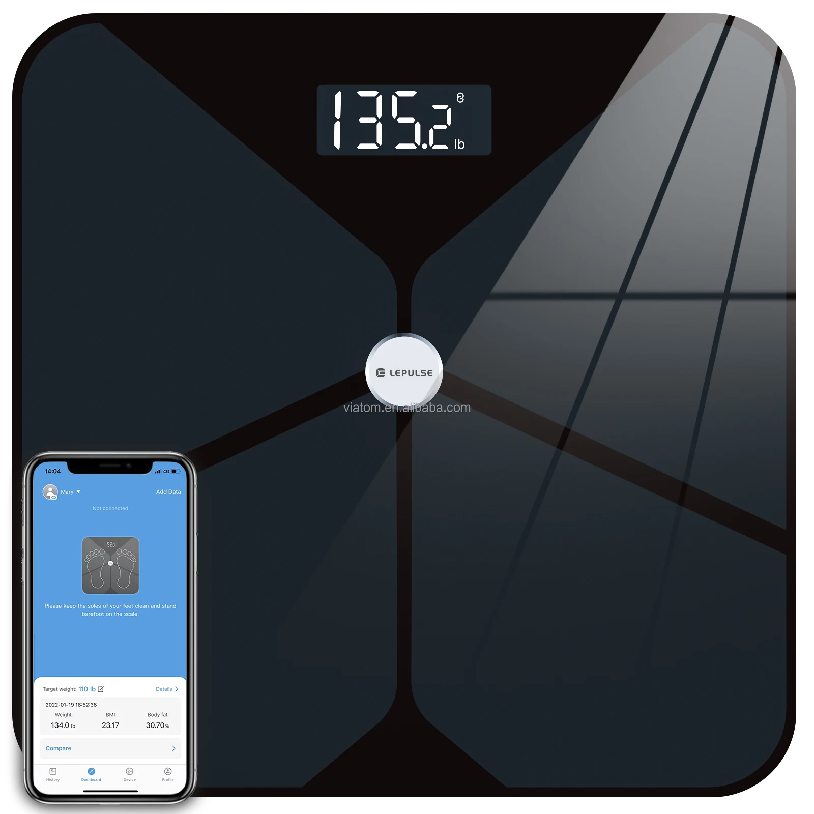 Lepulse F5 180kg Smart Body Fat Scale With Bluetooth Data Sync