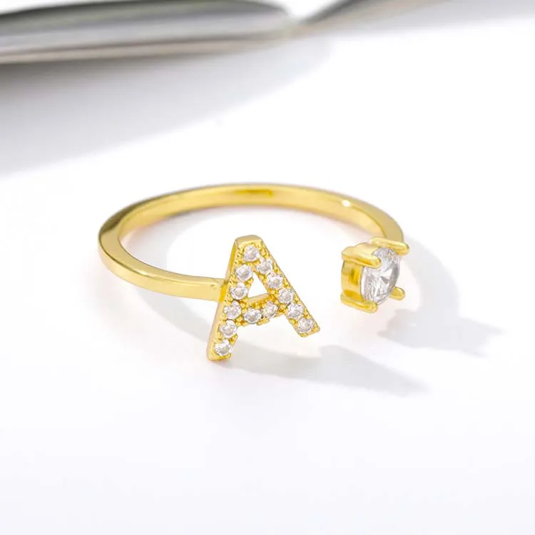  FindChic Custom Name Ring, Personalized Initial Letter A  Statement Rings for Women Alphabet Knuckle Ring Engravable 18K Gold Plated  Resizable Fashion Jewelry Gift: Clothing, Shoes & Jewelry