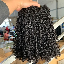 12A Grade Funmi Hair Super Double Drawn Virgin Cuticle Aligned Brazilian Hair Bundles Funmi Pixie Curly Natural Black Color