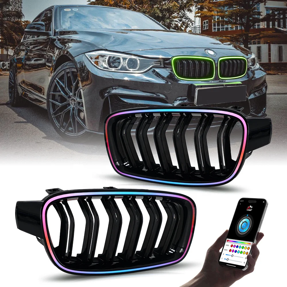 Auto-y Modified Front Grille RGB Lights for 2013-2018 BMW 3 Series M3 F30 F35 Colorful Grille Lights Car Accessories for BMW F30