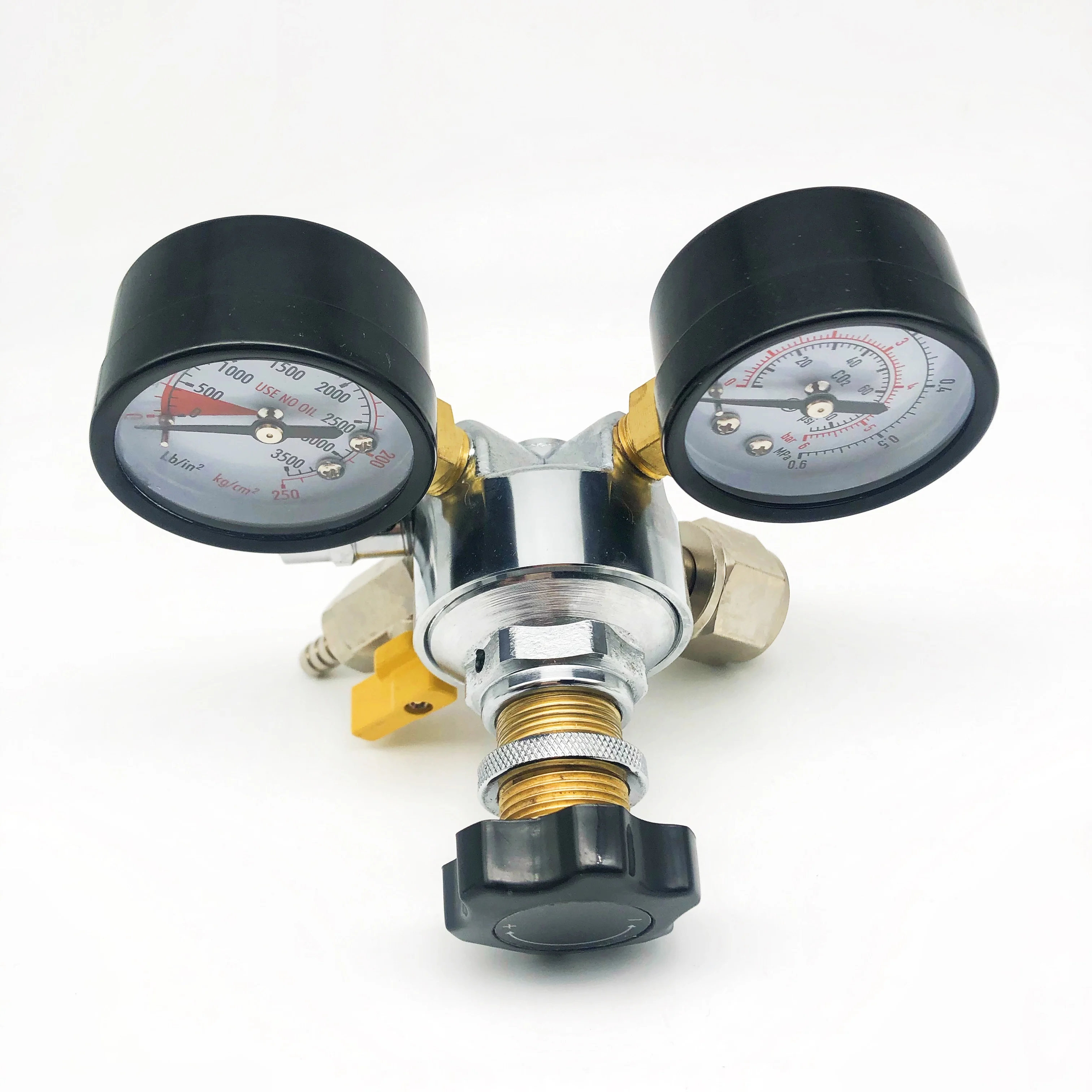 Bina Dual Gauge CO2 Draft Relief Valve Pressure Regulator CGA-320 CO2 Tank Beer Kegerator Regulator With Plastic handle