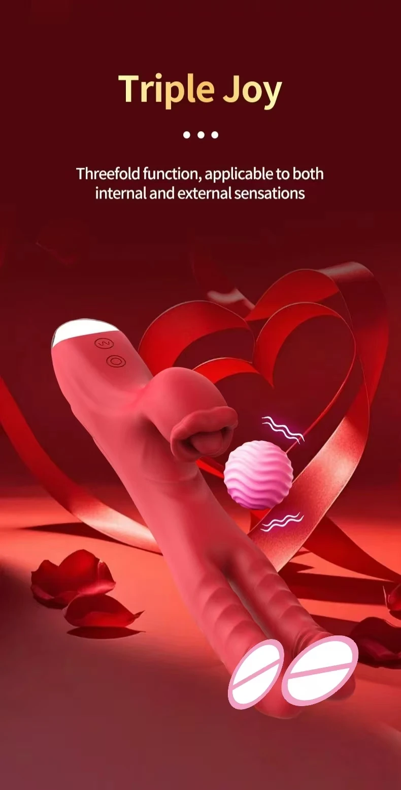 Dual-head vibrator showing clitoral and vaginal stimulation zones