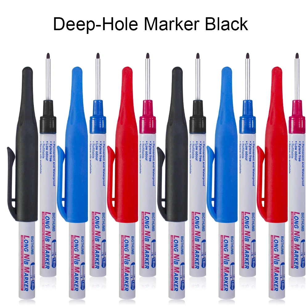 1pc Black 32mm Long Nib Marker Pen, Refillable And Applicable For Deep Hole  Marking