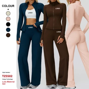 Customized High-Quality Conjunto De Yoga Suit Zipper Warm Fleece-Lined Activewear Women Running Gym Fitness Sports Yoga Wear Set