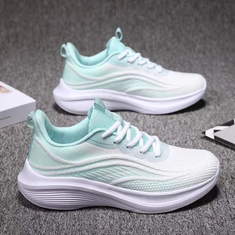 Women's Evergreen White Running Shoes 2026 New PU Upper Rubber Midsole Lace-Up Breathabl aperçu 3