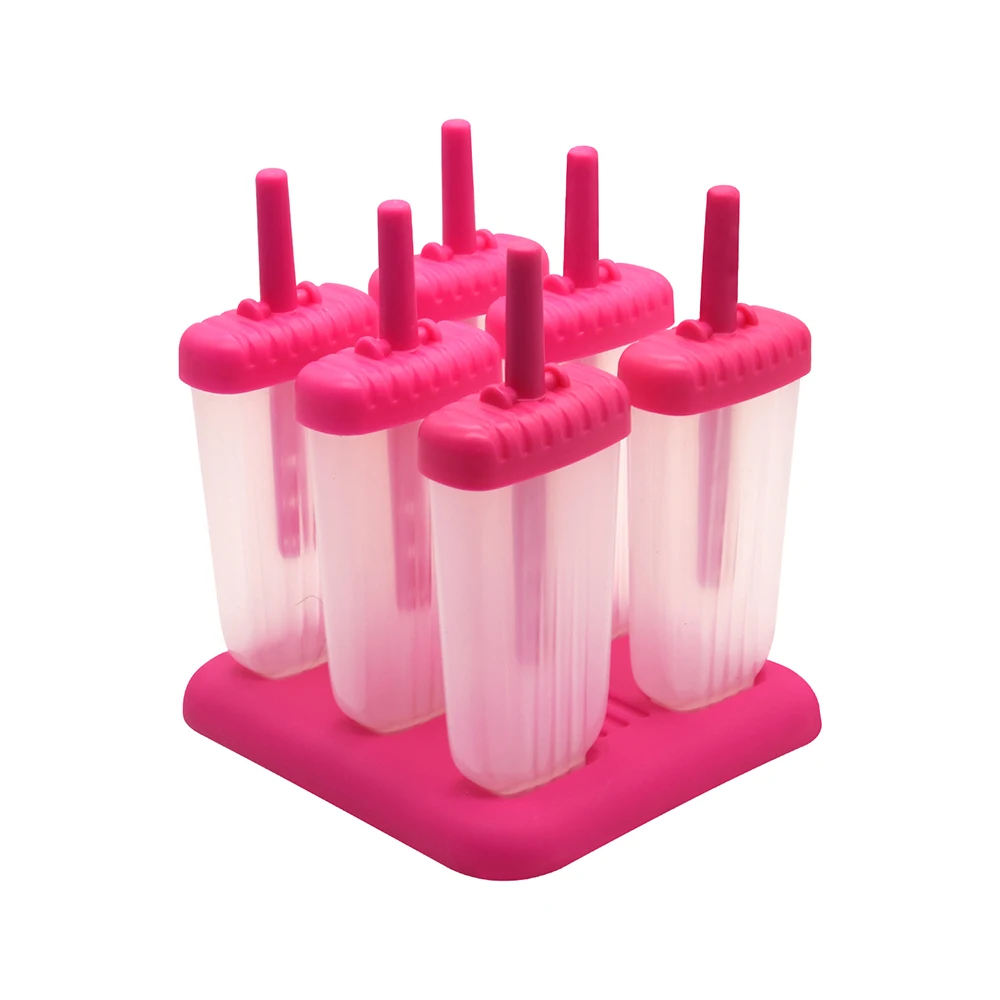 6pcs Reusable Popsicle Molds DIY Ice Cream Plastic Popsicle Mold