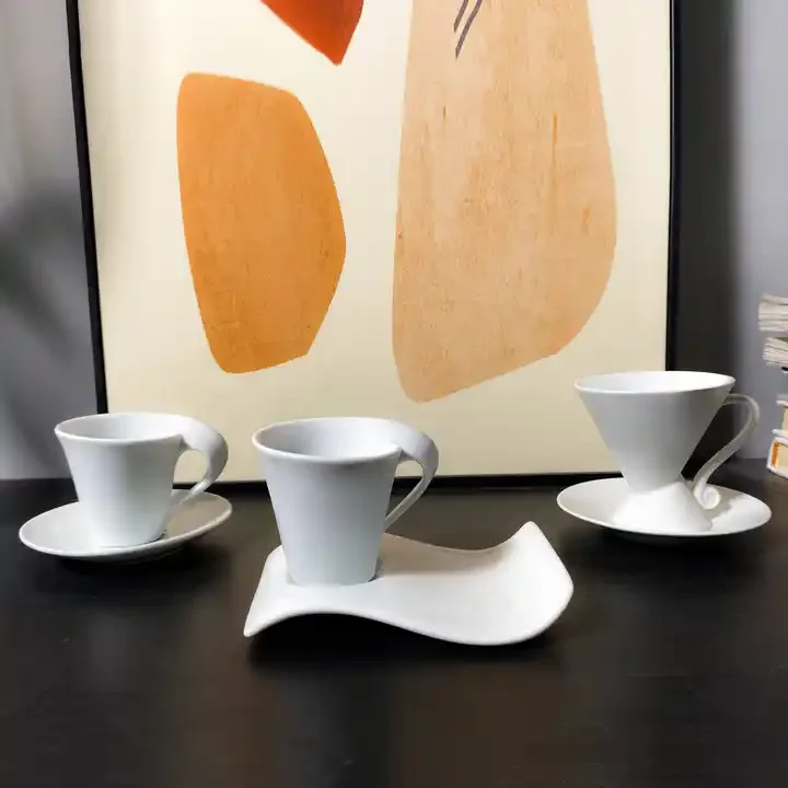 Large Capacity 80ml Ceramic Coffee Mug Plain White 3D Design with Creative Accessories for Home Espresso Water Milk Tea Cup manufacture