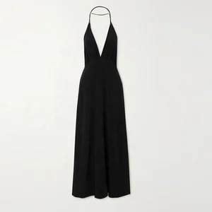 Clothing Manufacturer Custom Spring Summer Black v Neck Sleeveless Elegant Casual Women slip Dress