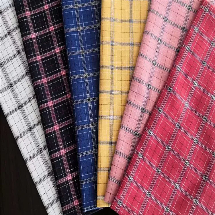 wholesale price woven tartan fabric cotton shirts materials yarn dyed small check fabrics for tshirt