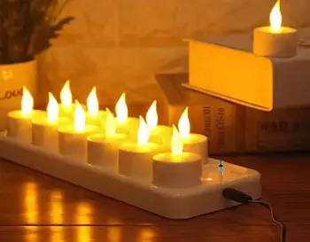 Flickering Flameless Rechargeable Led Tea Light Candles Led Candle for Wedding Christmas