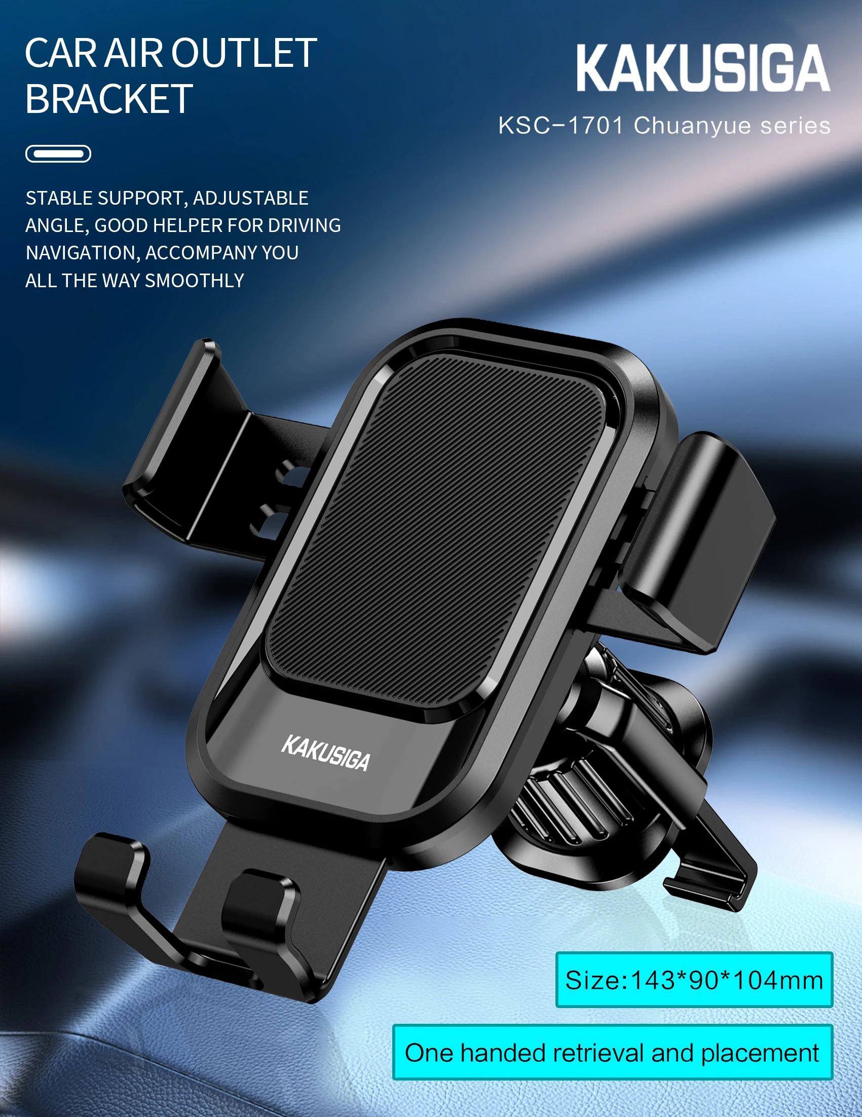 KAKUSIGA Support de téléphone à évent de voiture auto-télescopique rotatif à 360 ° pour smartphones