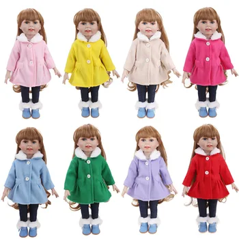 Amazon top seller 8 Colors Clothes + Pants Plush Coat 18 Inch American fashion Girl Doll Clothes