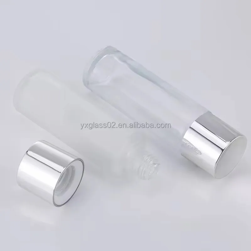 Oem High-grade container 75ml160ml230ml frosted&Glossy serum skincare cosmetic packaging cosmetic glass bottle set manufacture