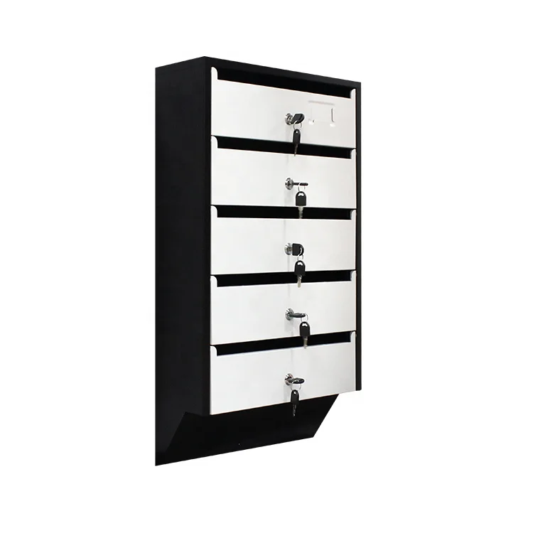 Wall Mounted Apartment Mailbox System Steel 5 Tier Post Office Letter Box With Master Key
