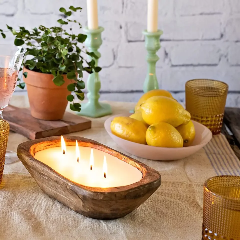 10 Inches Farmhouse Natural Wooden Decorative Bowl Dough Bowls