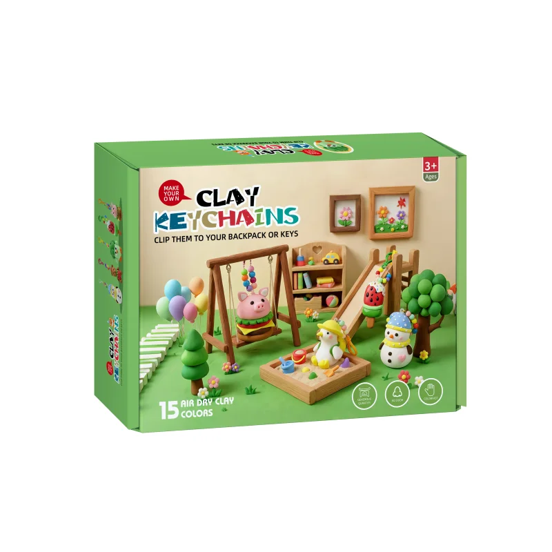 無毒の空気乾燥粘土で作るオリジナルキーホルダーDIYキット（子供向け）、焼き付け不要、耐久性に優れたクラフトセット（装飾ビーズ付き）