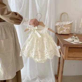 High Quality Cute Princess Dress Baby Romper for Infants Girls Button Closure for Summer Full Month Hundred Days Jumpsuit