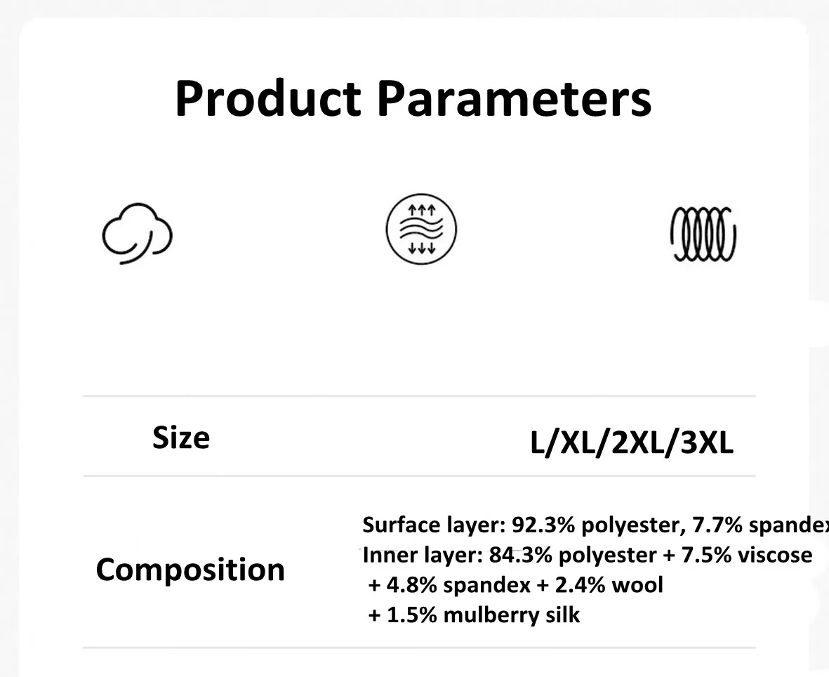 Thermal Underwear Men Winter Wool Silk 2 Layer Long Johns Top And