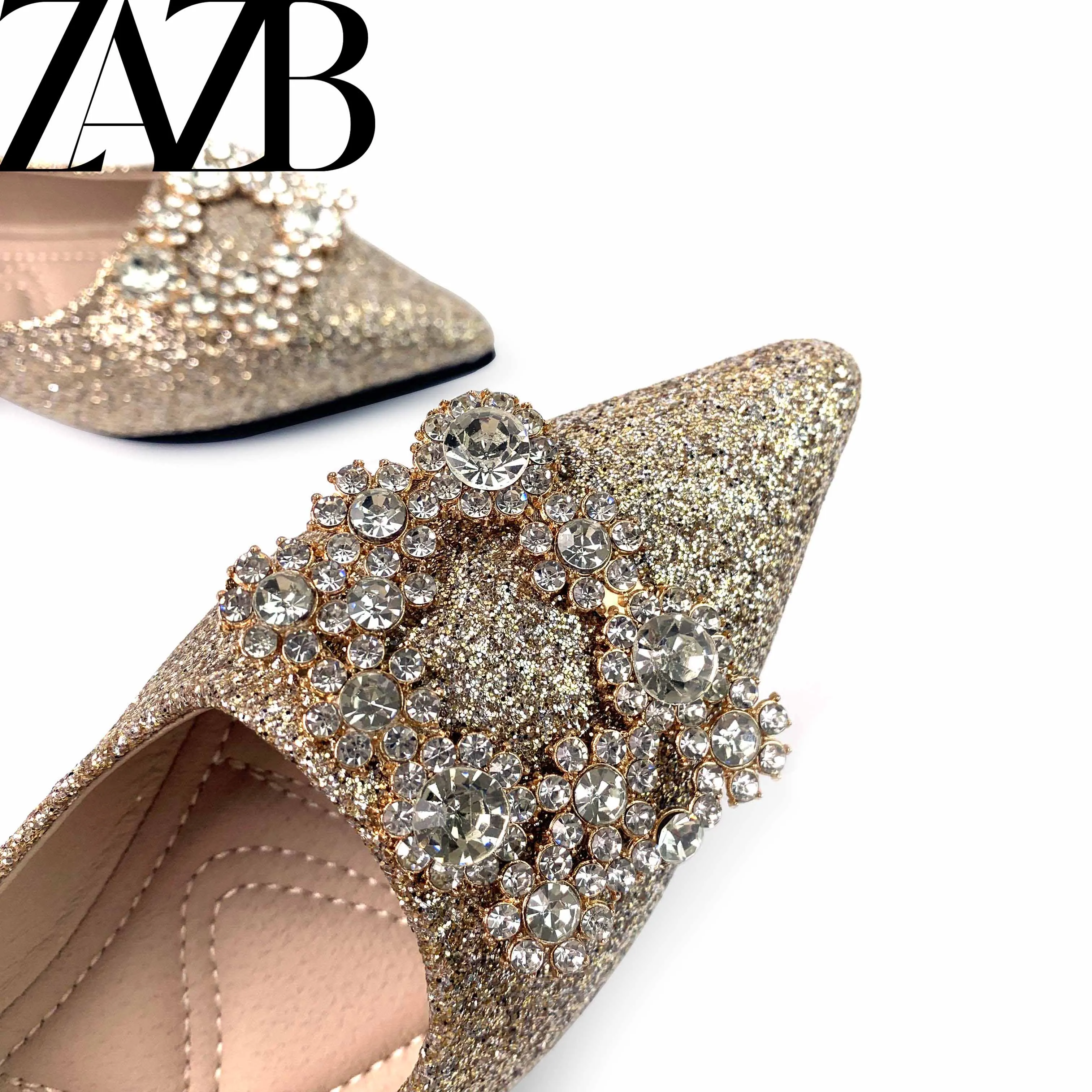 Pearl Pointed Head Shiny Rhinestone Women's Flats Formal Office Ladies Flat  Shoes Casual slip on Slipper Loafers Summer Sandals