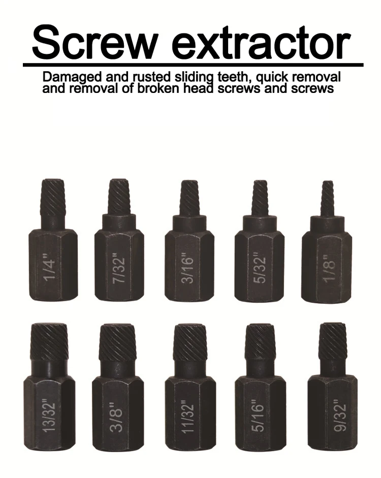 10pcs Damaged Screw Extractor Drill Set Multispline Bolt Extractor Set
