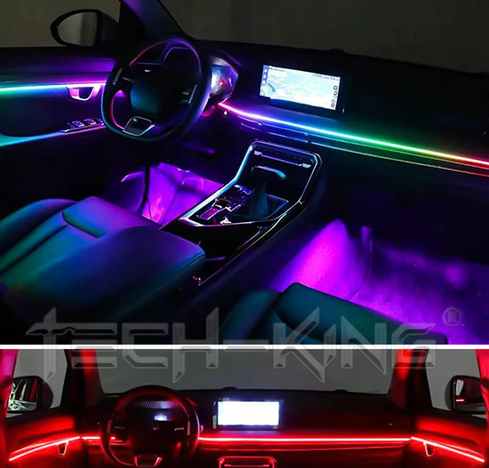 Car Universal 18 In 1 LED Ambient Lights RBG RGBW By App Control Strip Light Guide Fiber Optic Decoration Atmosphere Lamp