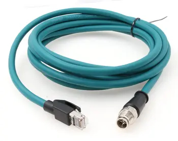 Green Blue Waterproof CAT6A M12 Ethernet Cable M12 X coded to RJ45 Ethernet Cable