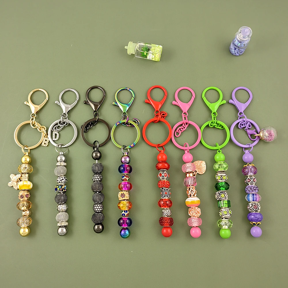 DIY Beadable Keychain Bars Keychain Making Supplies Kits Metal Beadable  Keychain Bar Blanks Rings Accessories Bulk for Craft Jewelry Making (Gold