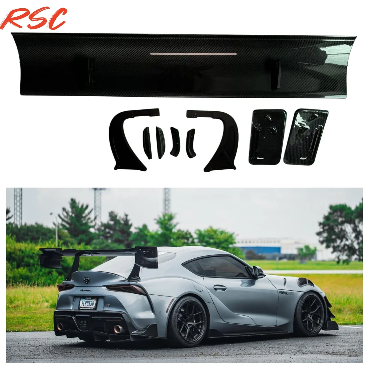 V1X Dry Carbon Fiber Rear Trunk Spoiler For Toyota Supra A90 A91 MK5 2019+ Racing Rear Wing Car