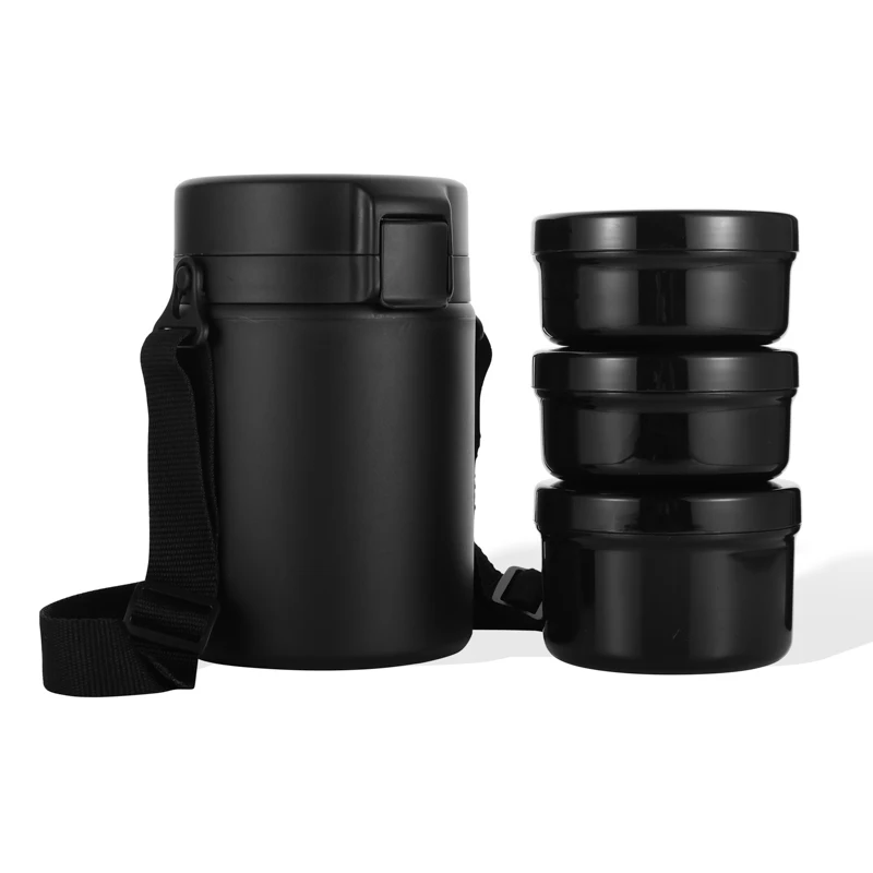 3 Layer Stackable Lunch Box With Compartments for Hot Food, Bento Box for Adult With Thermos
