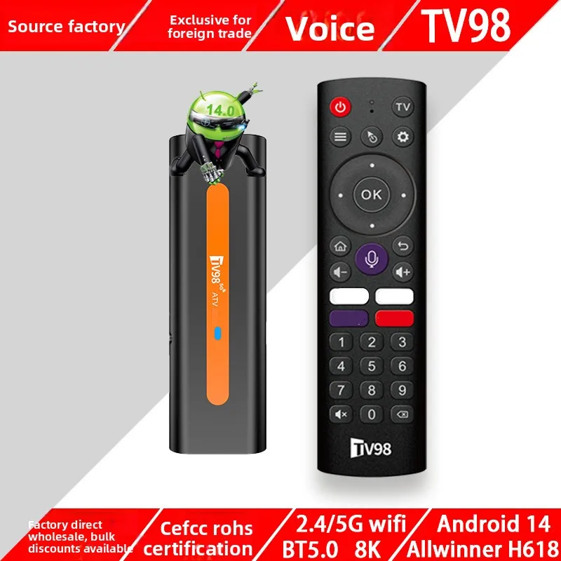TV98 ATV H618 Mini Smart Android TV Box Android 14 8K Set-Top Box
