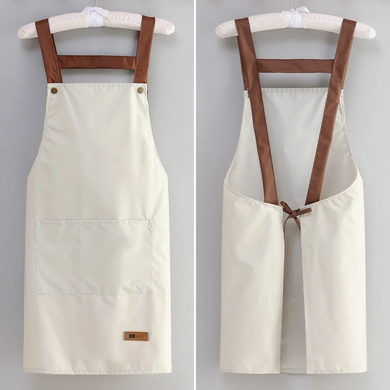 New Style Adult Kitchen Apron Waterproof Oil-proof Workwear Dining Service Korean-style Thin Apron Women Men Customizable