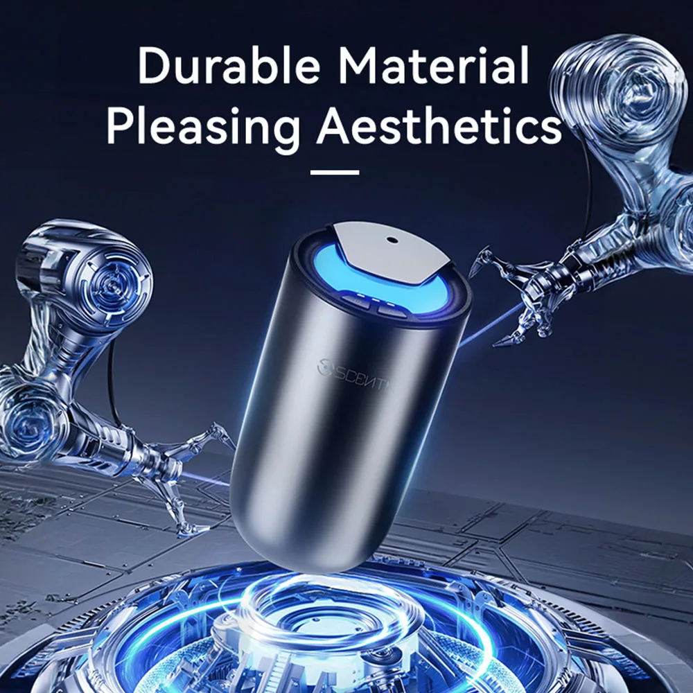 SCENTA Custom Luxury Metal Smart Stand Car Scent Marketing Diffuser Machine,Small Waterless Car Perfume Oil Nebulizer Diffuser