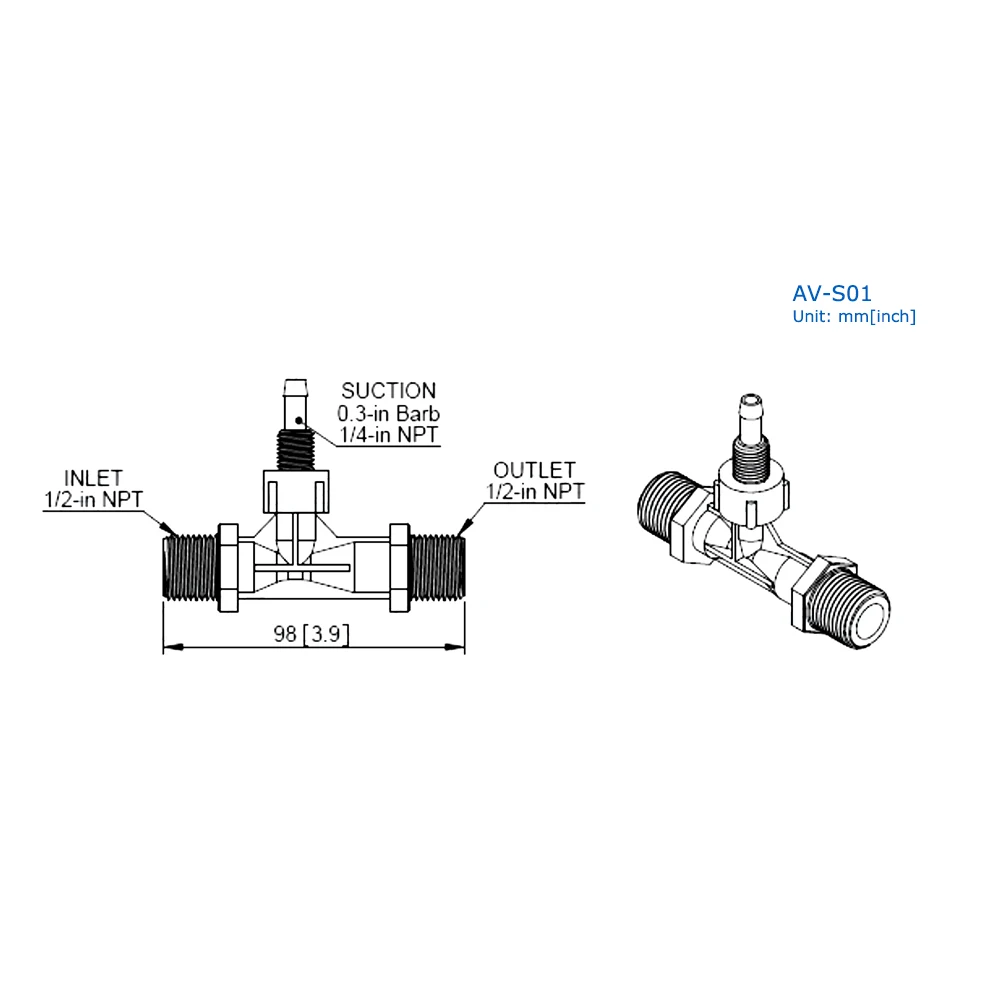 AMBOHR AVT Series Injector Aerator Ejector Venturi System Venturi Para Estanques Ozone Venturi Mixing for Fertilizer Injector
