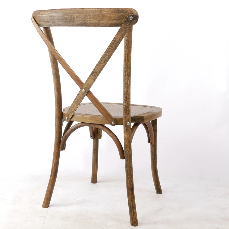 Wholesale Wood Stackable Cross X Back Antique Dinning Room Chair wooden Used Banquet Antique Crossback Dining Chairs For Sale