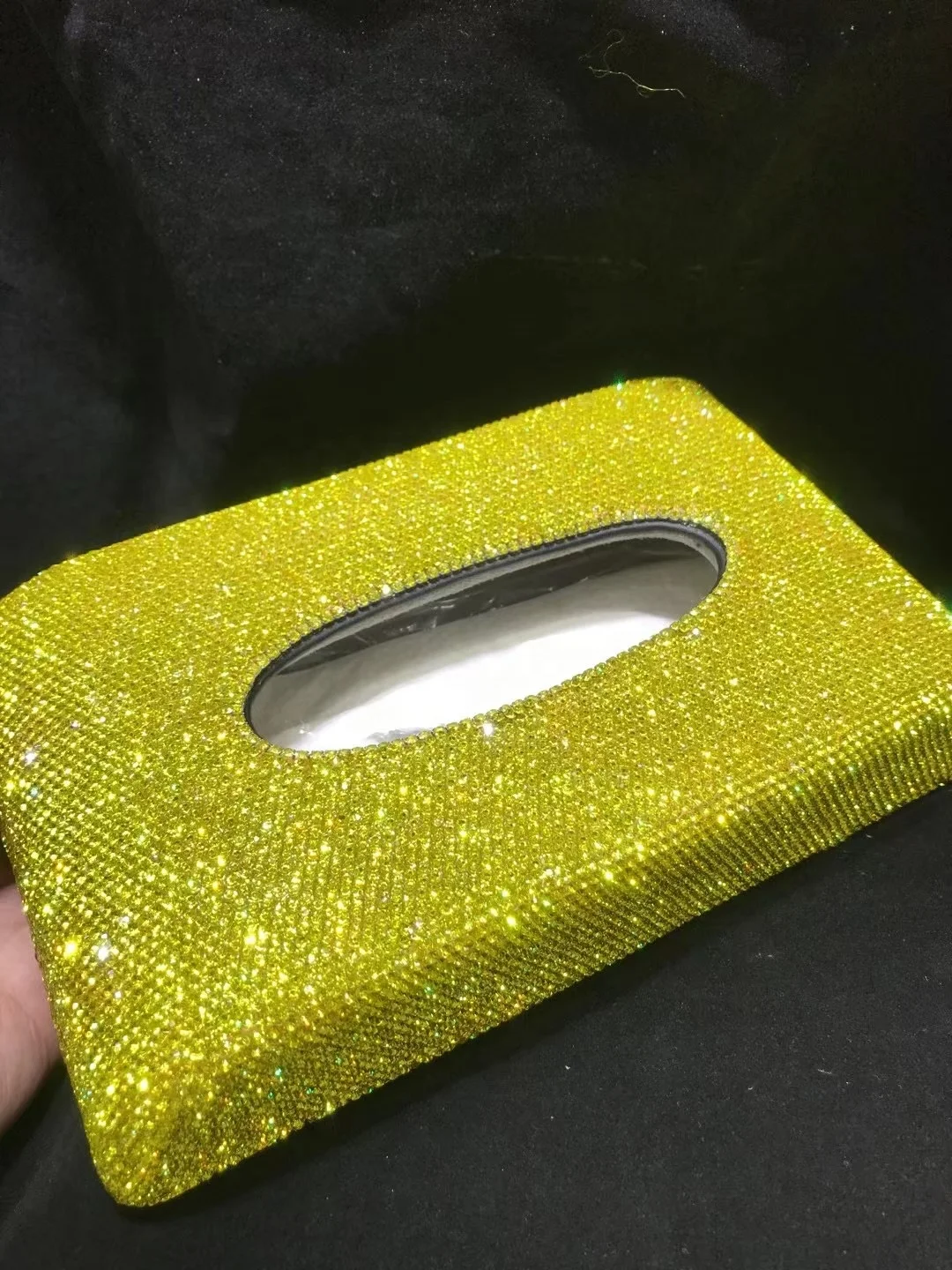 High quality paper napkin holder car interior diamond tissue box customized rhinestone boxes