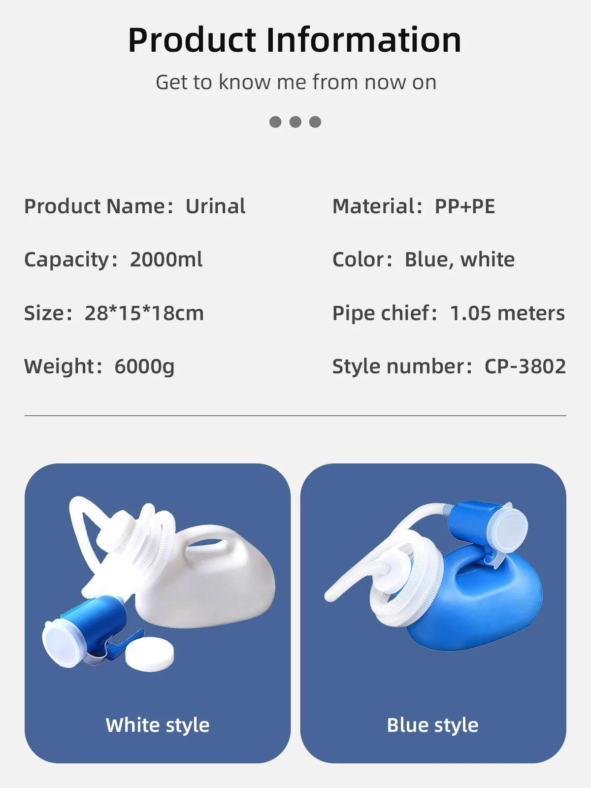 Wholesale Male Portable PE Urinal Pee Bottles Home Use with Lid Chambe - product detail 5