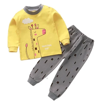 Children's cotton long Johns suit cheap men's and women's pyjamas cartoon baby underwear two-piece set