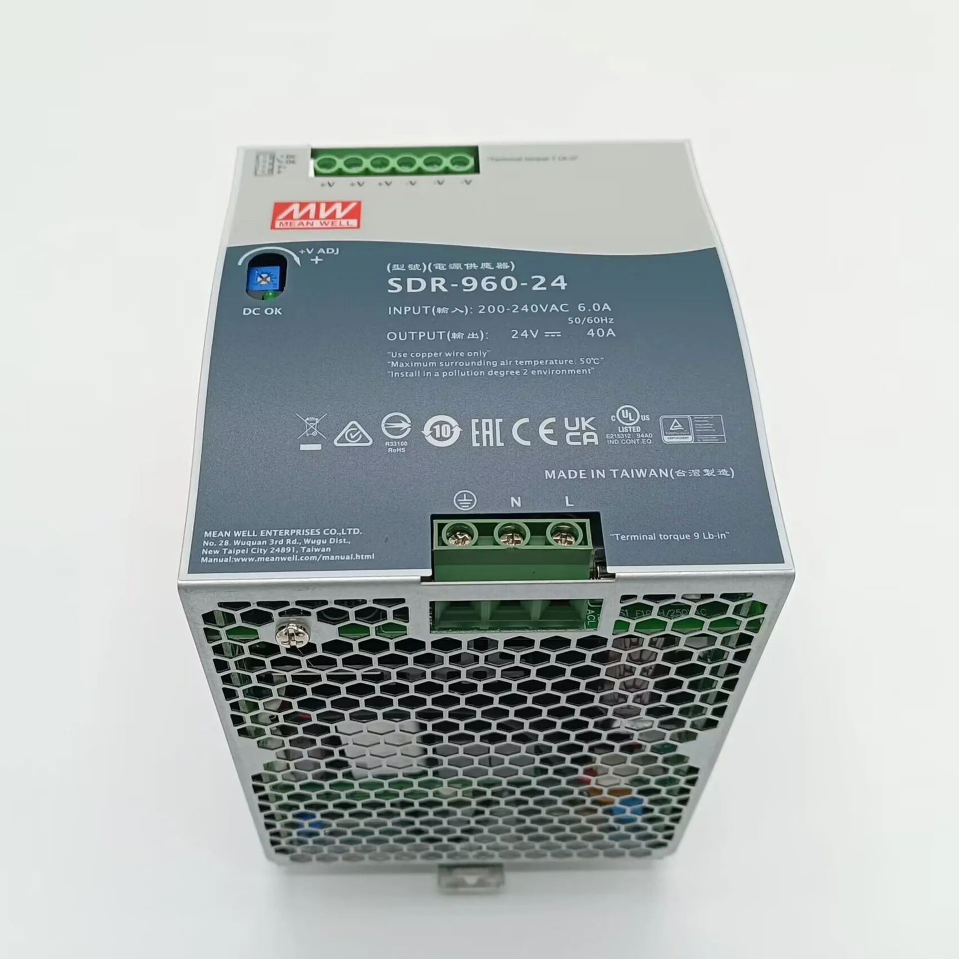 Mean Well Sdr96024 960w 40a Single Output Industrial Din Rail