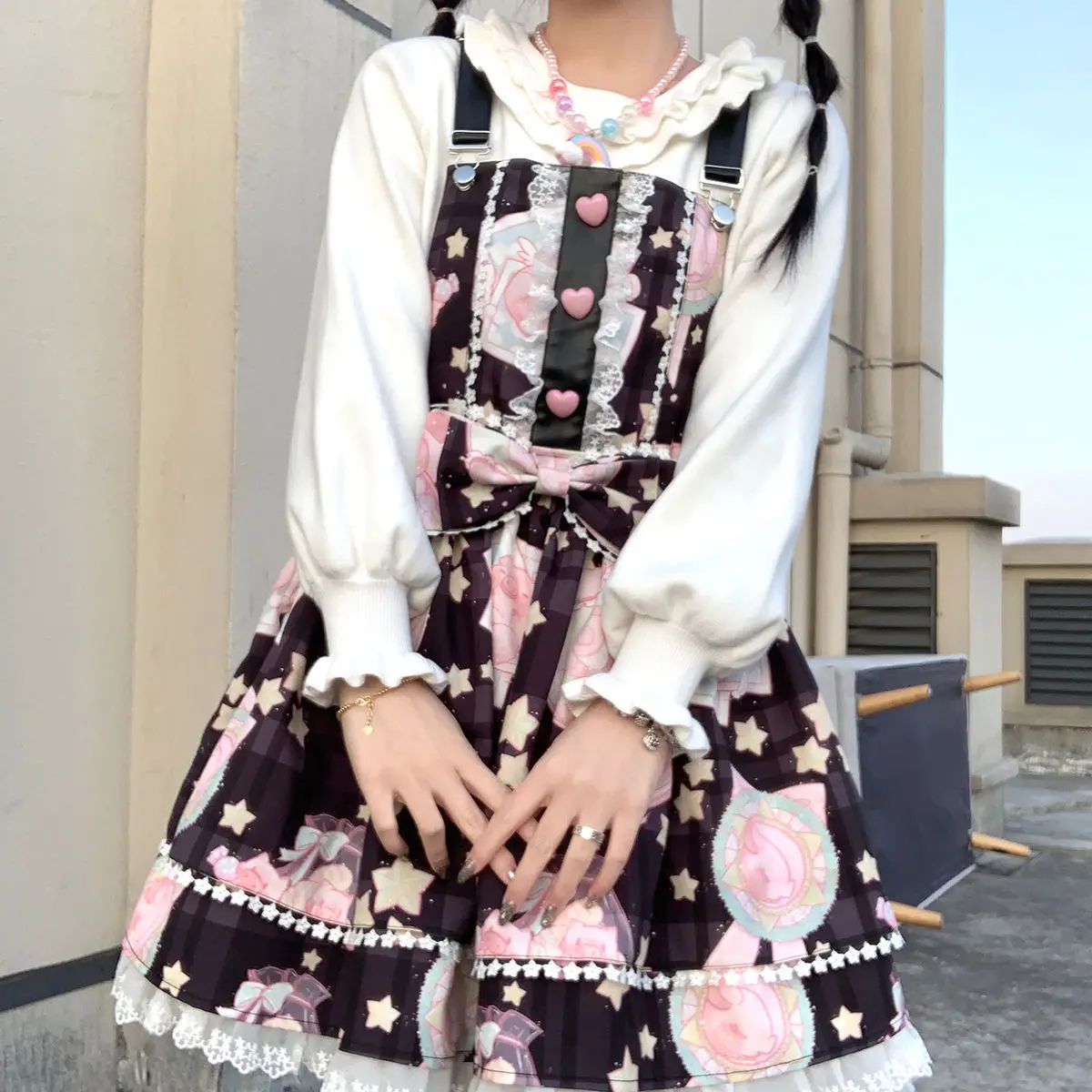 Sweet Pink Lolita Dress for Women Sleeveless Kawaii Japanese Style Lolita  Princess Dresses with Bows L 