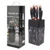 Black and silver knife set of seven